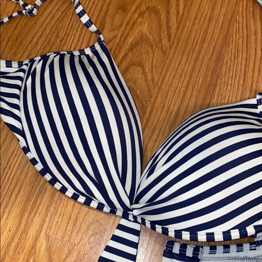 Navy & White Bikini Top